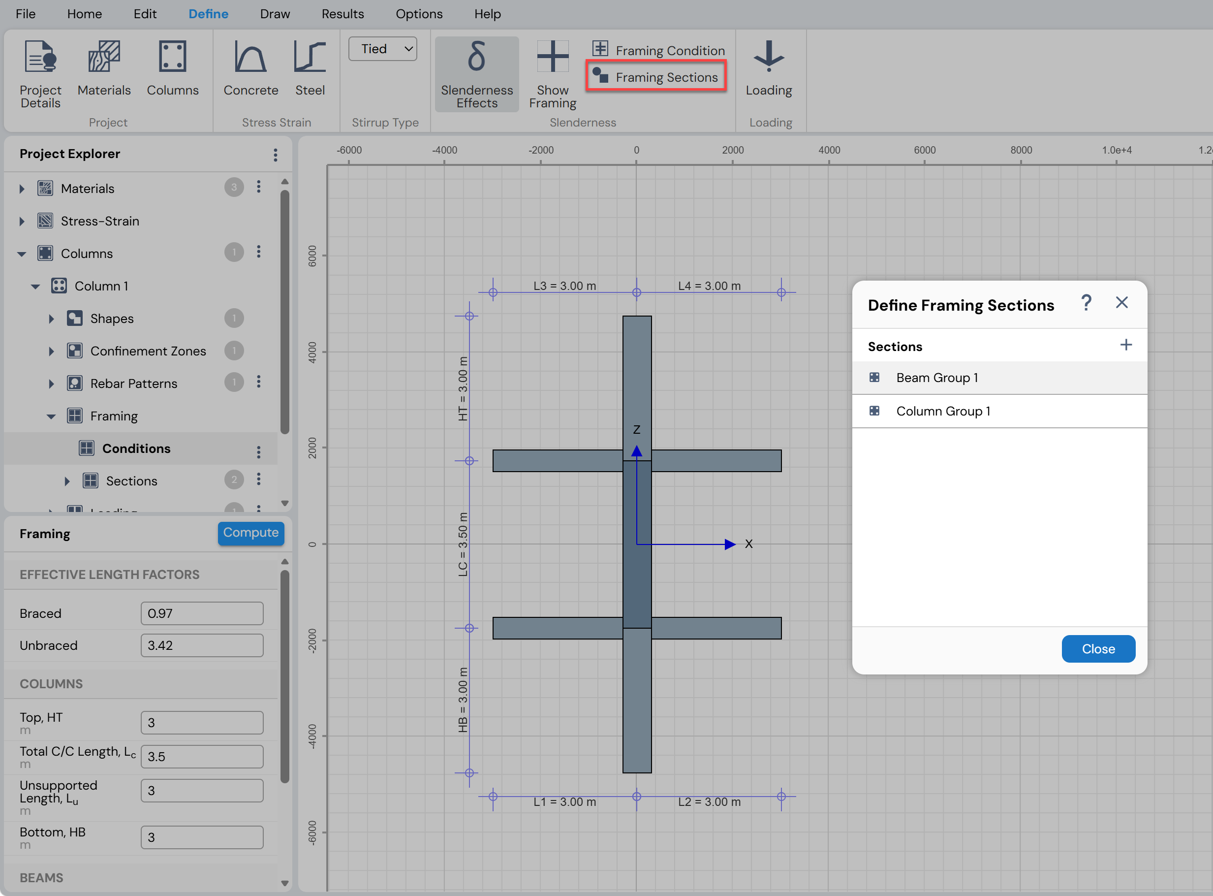Defining Framing Sections